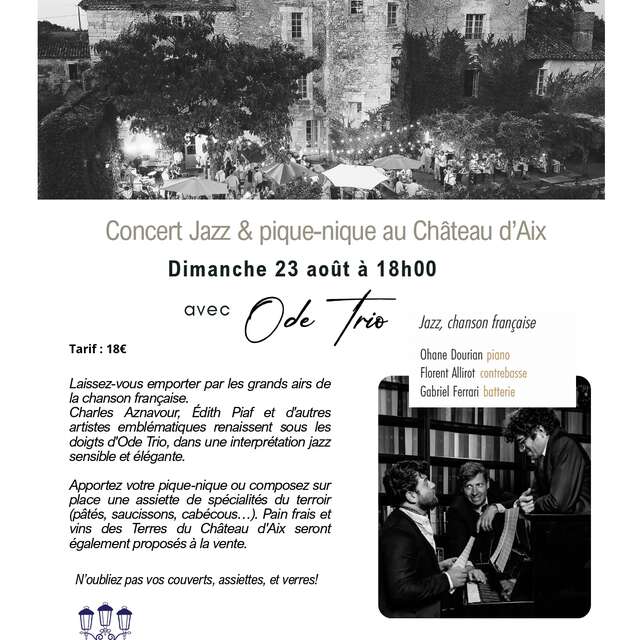 Concert Jazz & pique-nique avec Ode trio au Château d'Aix