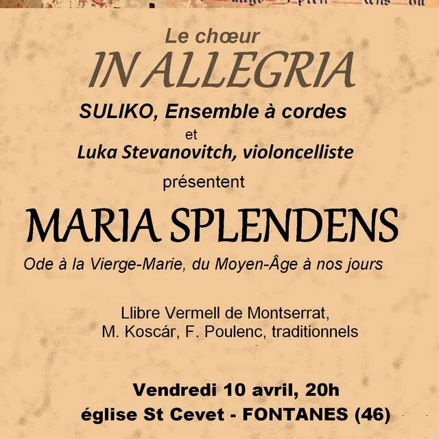Concert de la chorale In Allegria : "Maria Splendens"