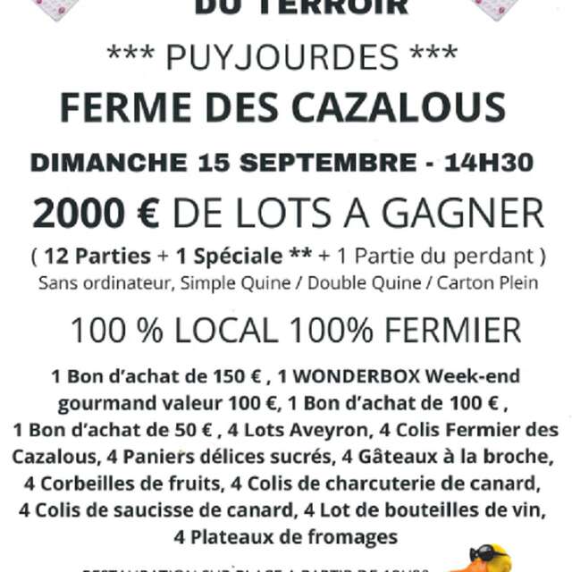 Loto Gourmand de la ferme des Cazalous à Puyjourdes