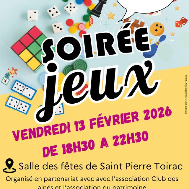 Soirée jeux à Saint-Pierre-Toirac