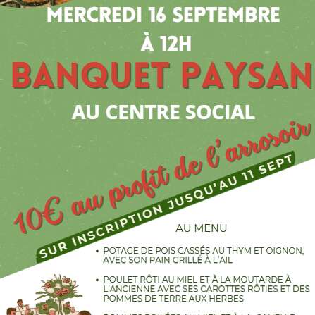 Festival Re-naissance au centre sociale de Figeac :  banquet paysan