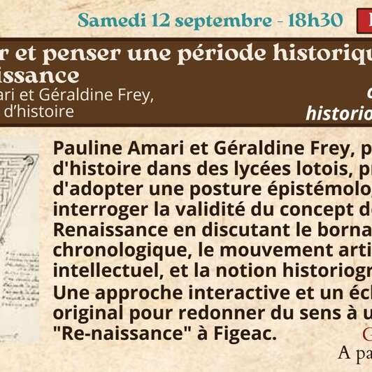 Festival Re-naissance à Figeac : conférence historiographique