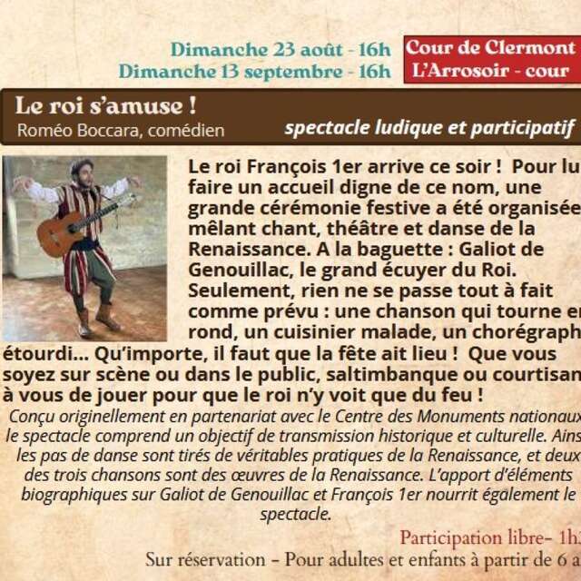 Festival Re-Naissance à Figeac , spectacle : "le roi s’amuse !"