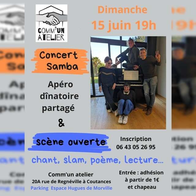 Concert : Samba, apéro-partagé et scène ouverte