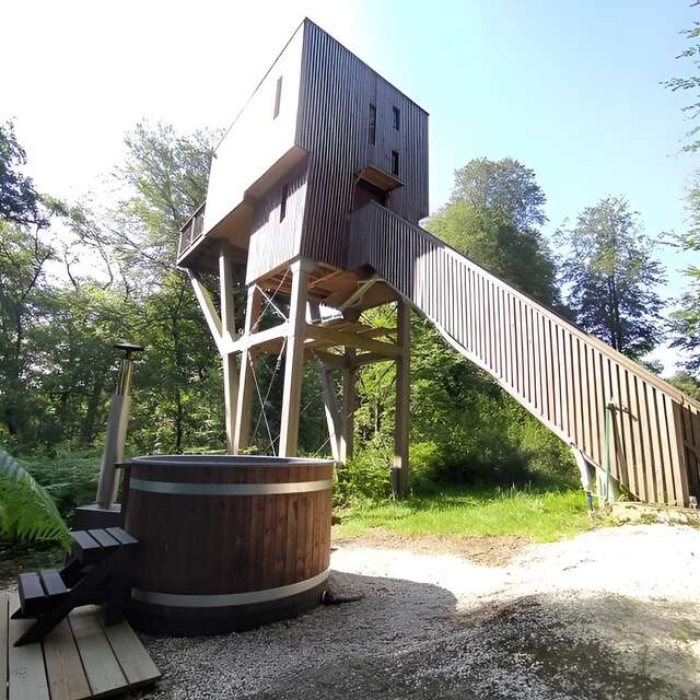 Cabanes dans les arbres à L'Etape en Forêt