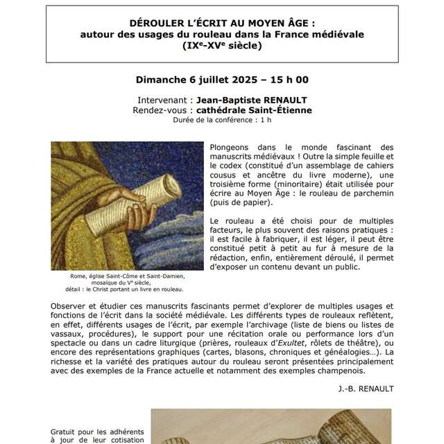 Conférence : Dérouler l'écrit au Moyen-Âge