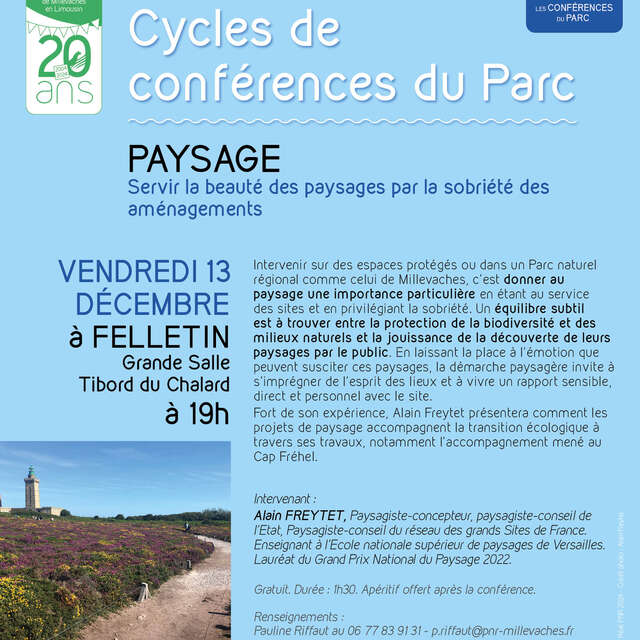 Cycles de conférences du Parc | Paysage par Alain Freytet