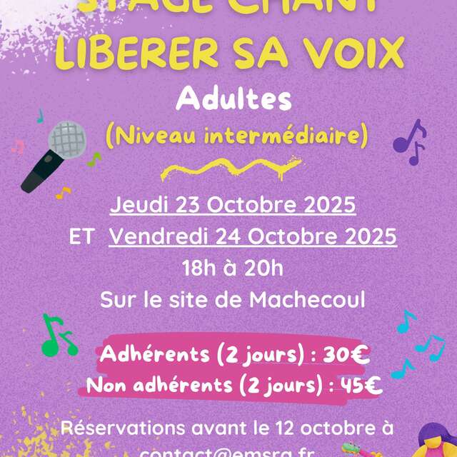STAGE DE CHANT LIBÉRER SA VOIX ADULTES