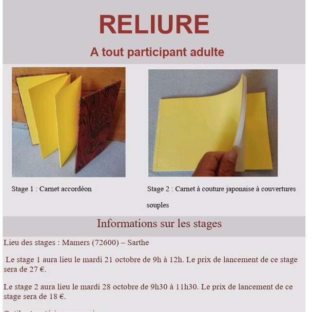 Stages de reliure