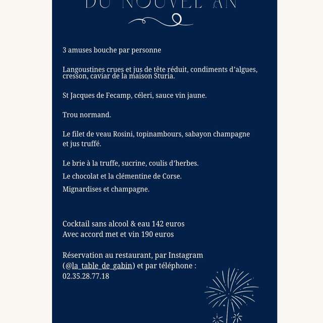 Nouvel An à La Table de Gabin