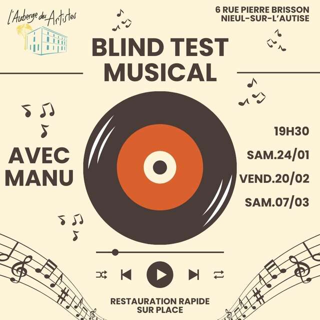 Soirée Blind Test à l'Auberge des Artistes