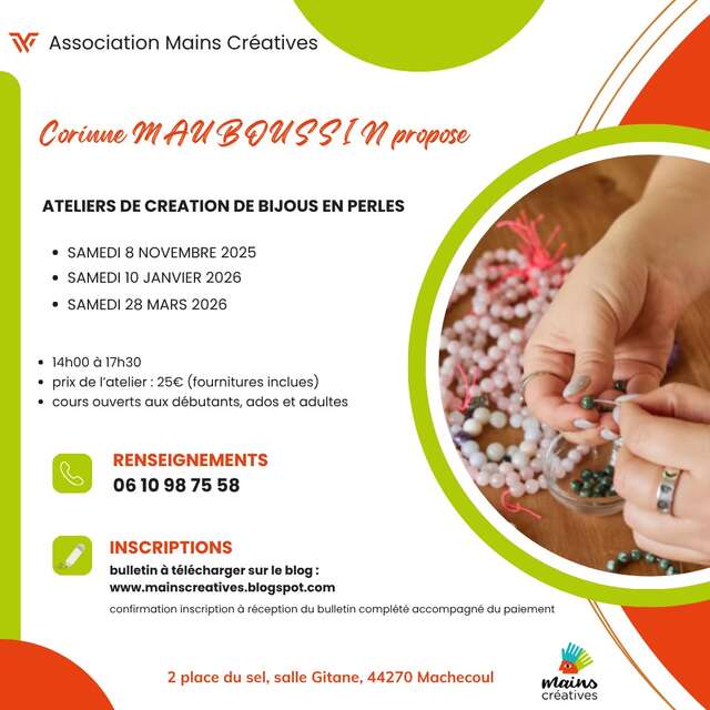 ATELIER CRÉATION DE BIJOUX EN PERLES