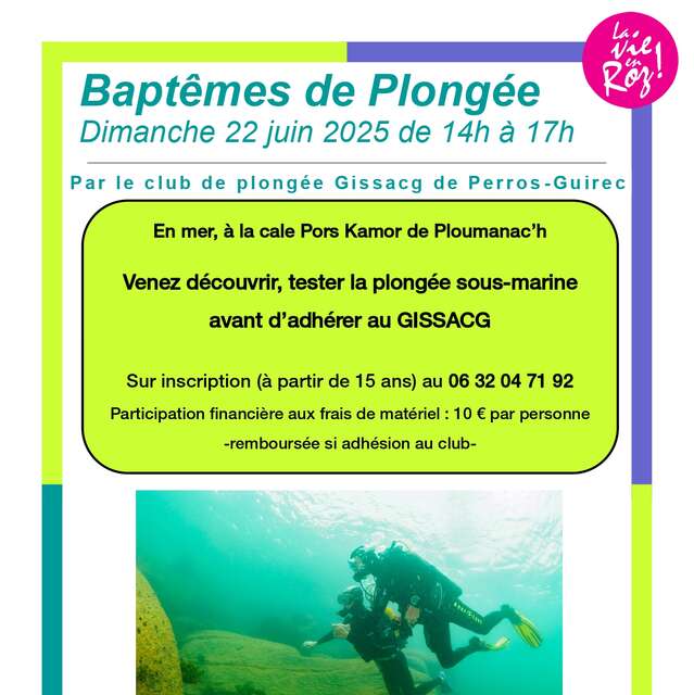 Baptême de plongée en mer par le club du GISSACG de Perros-Guirec