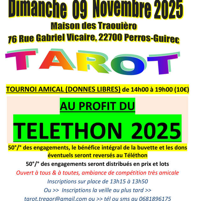 Tournoi de tarot au profit du Téléthon