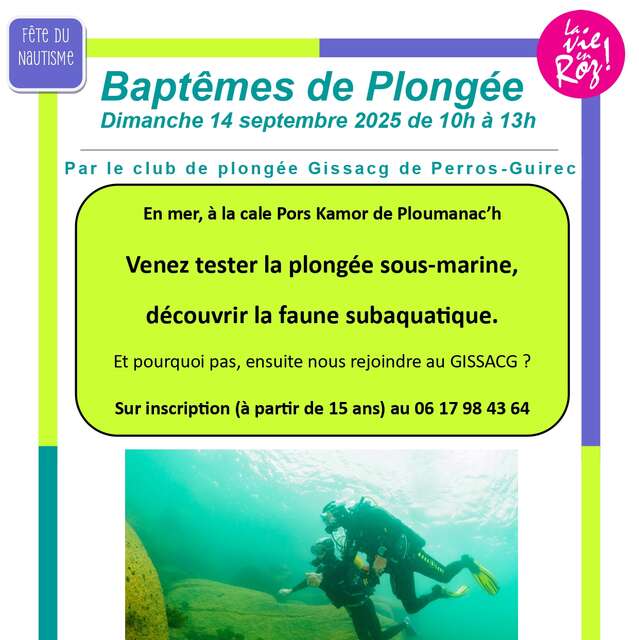 Fête du nautisme: Baptême de plongée en mer par le club du Gissacg ANNULE