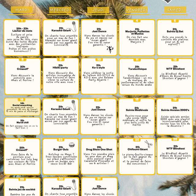 PROGRAMME JUILLET SOCIAL BAR