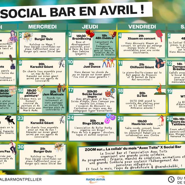 PROGRAMME AVRIL SOCIAL BAR