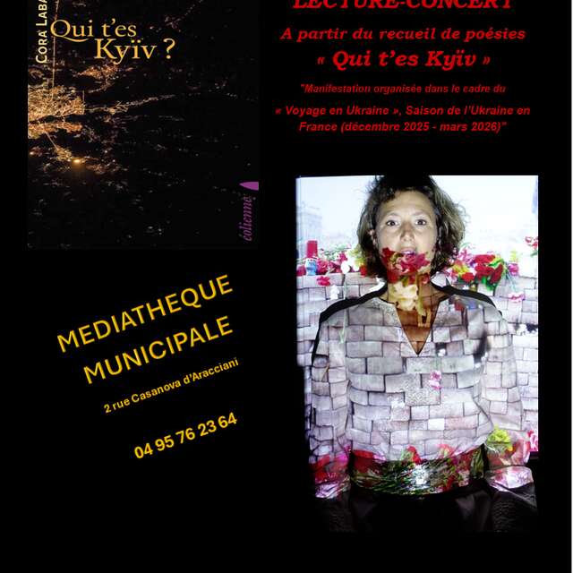 Lecture-concert – Recueil de poésies « Qui t’es Kyiv ? » de Cora Laba à la Médiathèque de Propriano