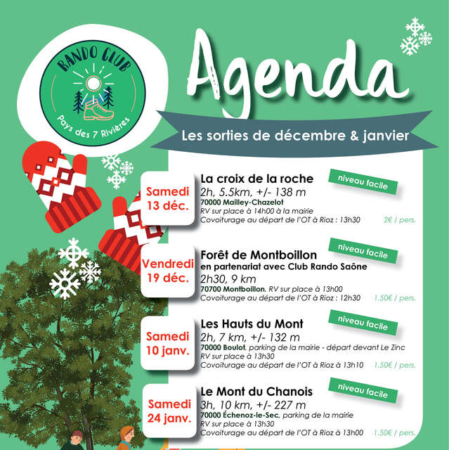 L'agenda du Rando club Pays des 7 Rivières
