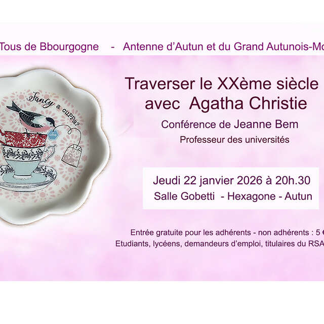 Conférence : Traverser le XXème siècle avec Agatha Christie, par Jeanne Bem, Professeur des universités.
