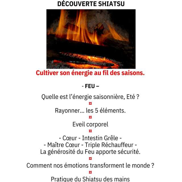 Atelier SHIATSU "Cultiver son énergie au fil des saisons."
