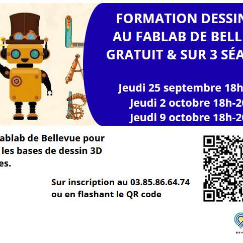 Formation au dessin 3D sur 3 séances au Fablab de Bellevue