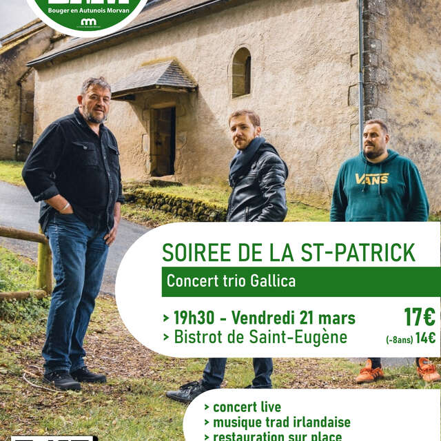 Soirée Saint Patrick concert live Trio Gallica