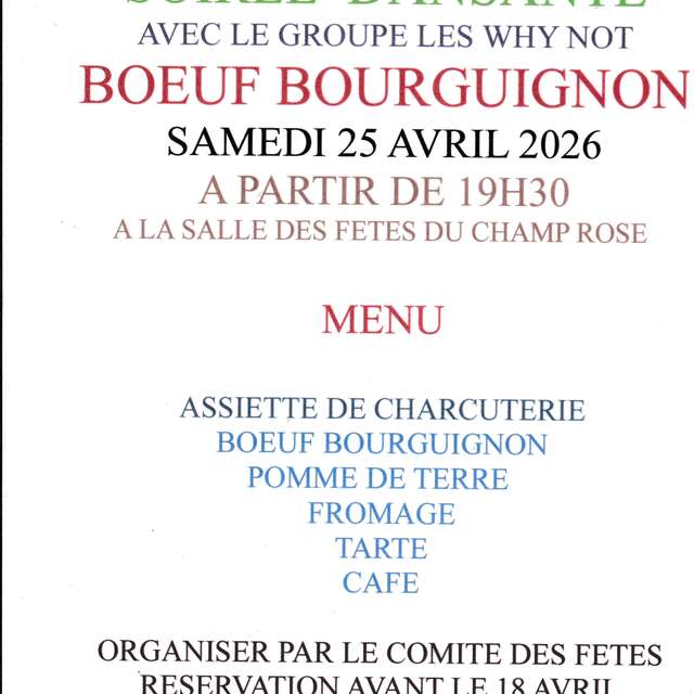 Soirée dansante boeuf bourguignon