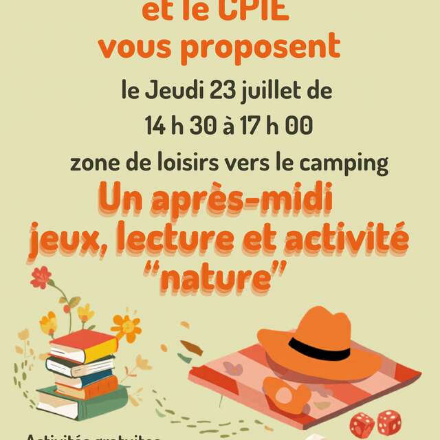 Après-midi jeux lecture et animations nature