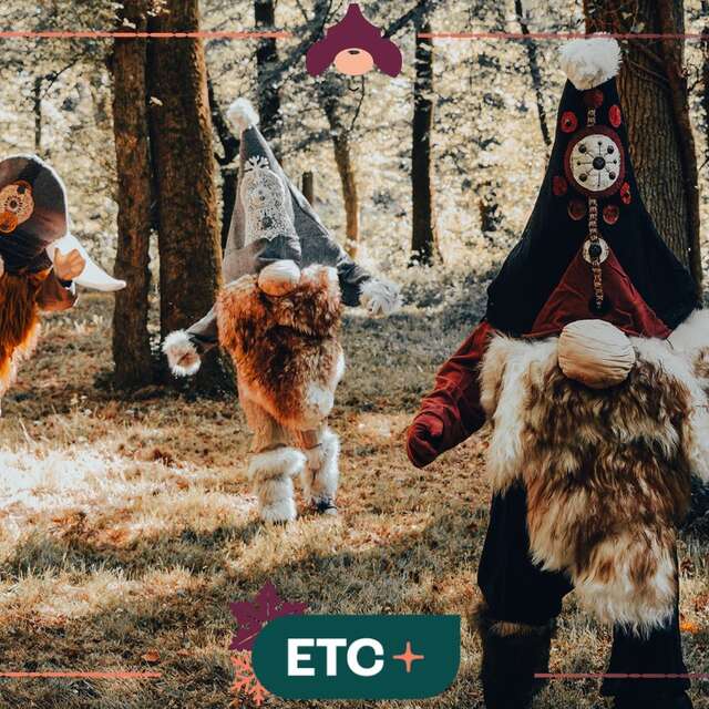 Déambulation de gnomes lumineux dans les jardins de la villa Perrusson