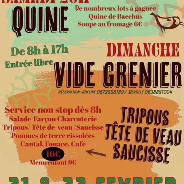 Quine, petit-déjeuner aux tripous et vide grenier de l'école Calandreta