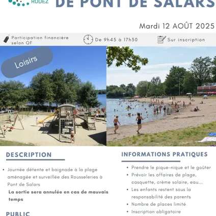 Baignade au lac de Pont de Salars avec le Centre social de Rodez