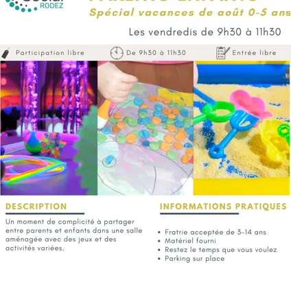 Activités Parents Enfants 0-5 ans en août avec le Centre social de Rodez