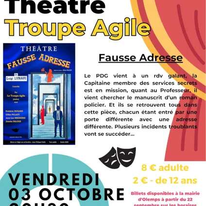 Théâtre, Troupe Agile : Fausse Adresse