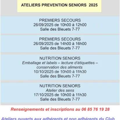 Atelier prévention senior : nutrition