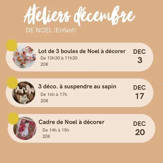 Atelier Enfant Art Floral : Lot de 3 boules de Noël à décorer