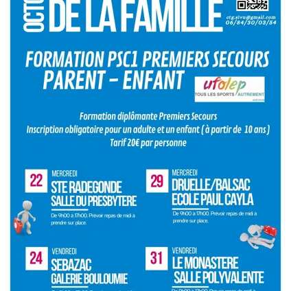 Formation PSC1 premiers secours parent et enfant