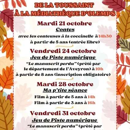 Vacances de la Toussaint à la médiathèque