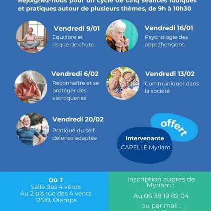 Ateliers de prévention : "Être serein au quotidien, comprendre ses appréhensions et agir"