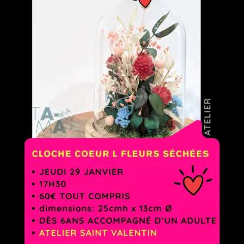 Atelier : Cloche Coeur Fleurs Séchées
