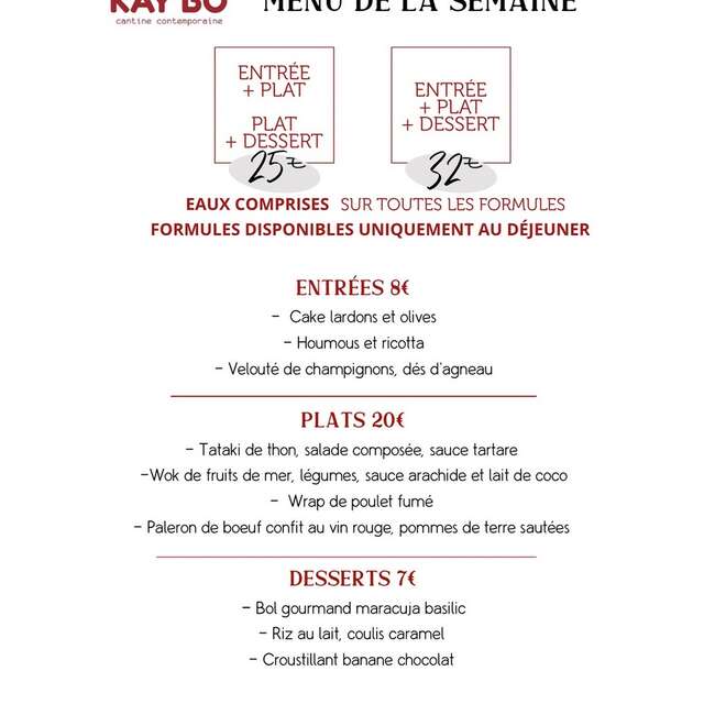 Menu de la semaine (Kay'Bô)