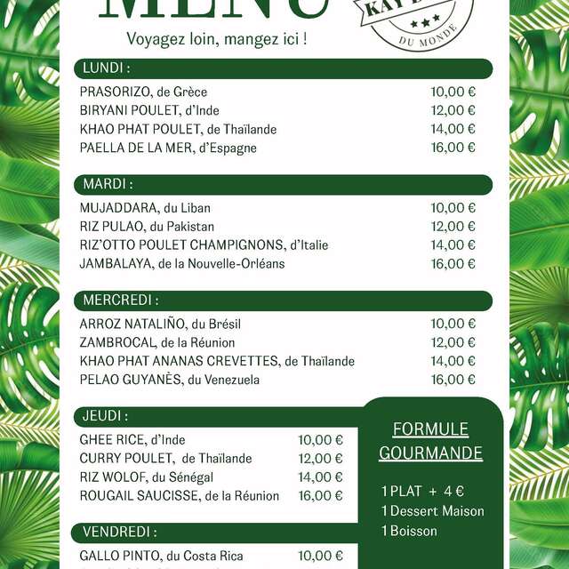 Menu du mois (Kay Di Riz)