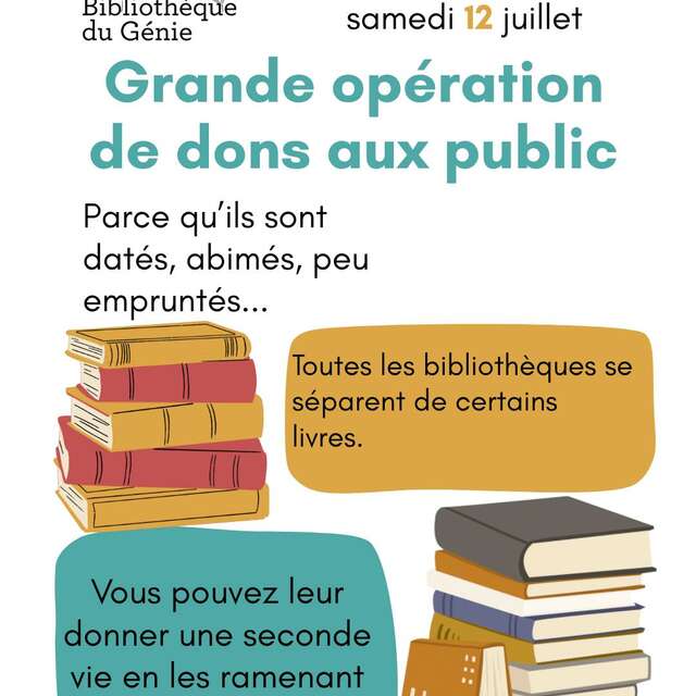 La Bibliothèque du Génie : Grande opération de dons au public