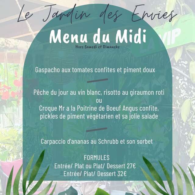 Menu de la semaine (Le Jardin des Envies)
