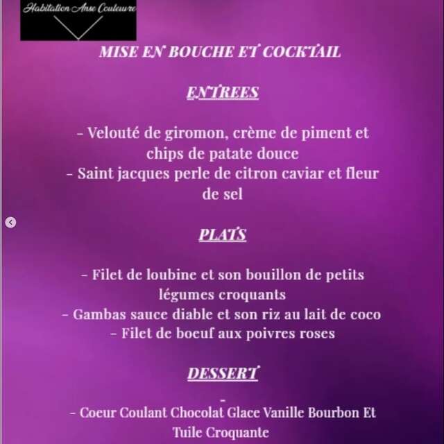 Menu de la Fête des Mères (Habitation Anse Couleuvre)