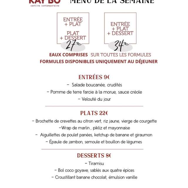 Menu de la semaine (Kay'Bô)