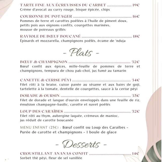 Menu du mois (Le Marie-Louise)