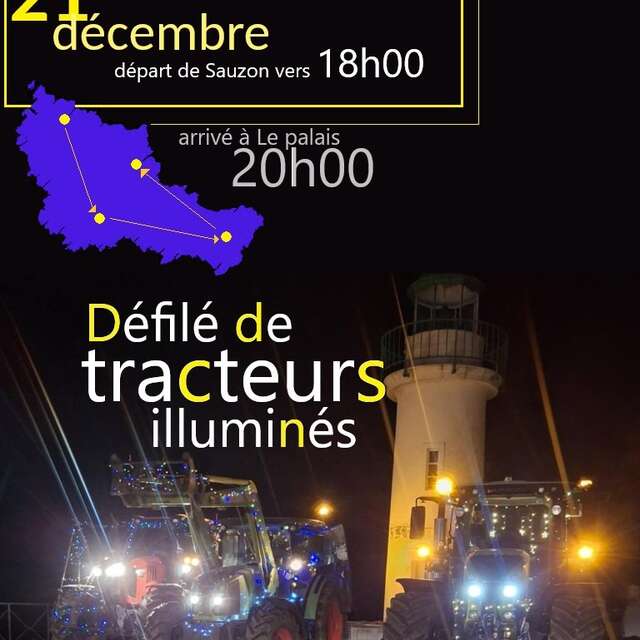 Défilé de tracteurs illuminés