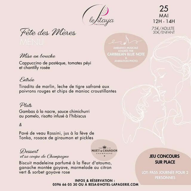 Menu de la Fête des Mères (Le Pitaya - La Pagerie Hotel ****)