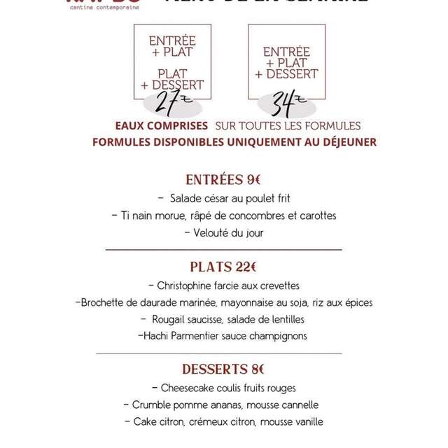 Menu de la semaine (Kay'Bô)